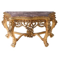 Tavolo da console French Rococo Tavoli da sala dorati