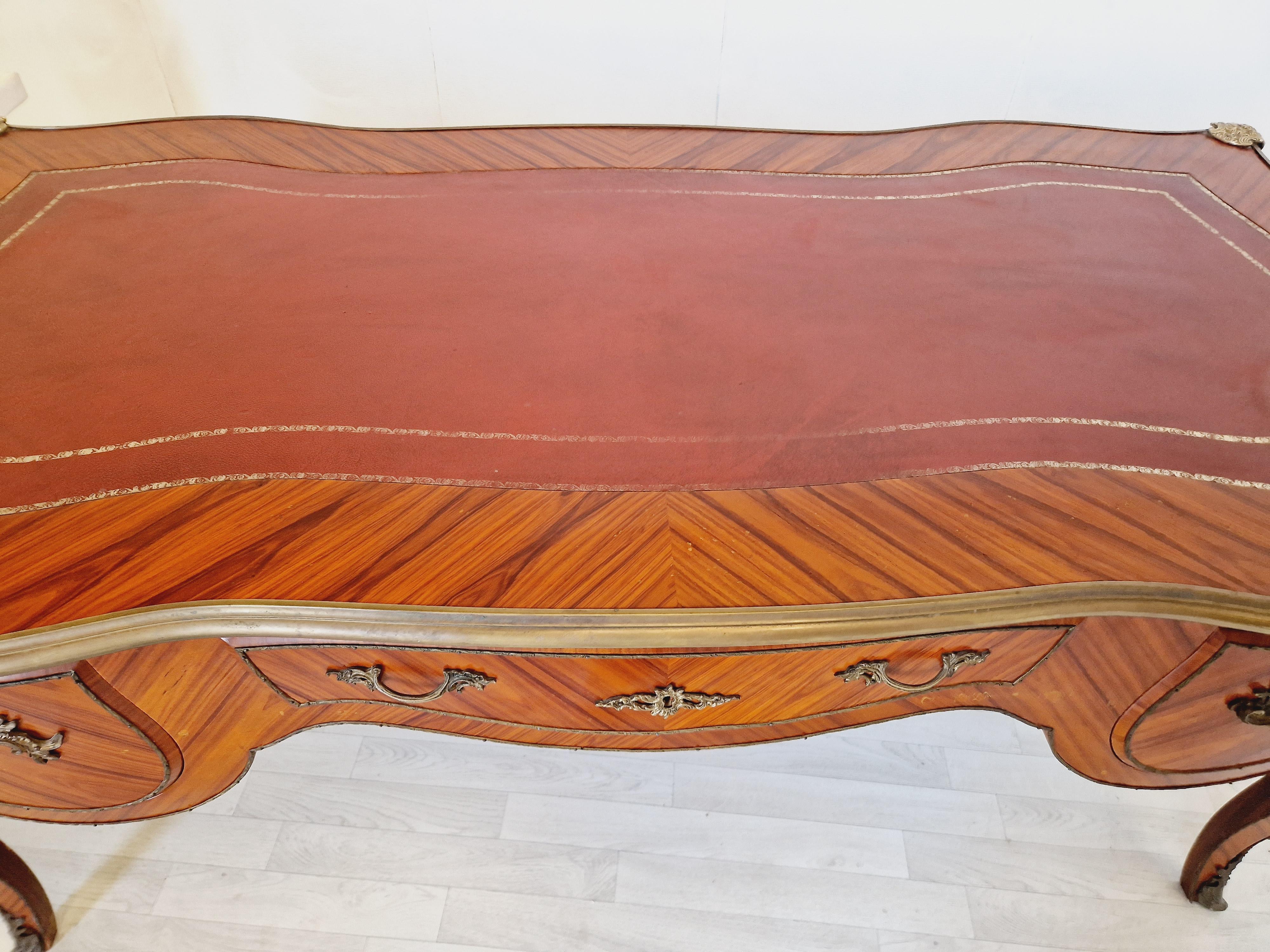 Marquetry French Rococo Desk Louis XV Style  For Sale