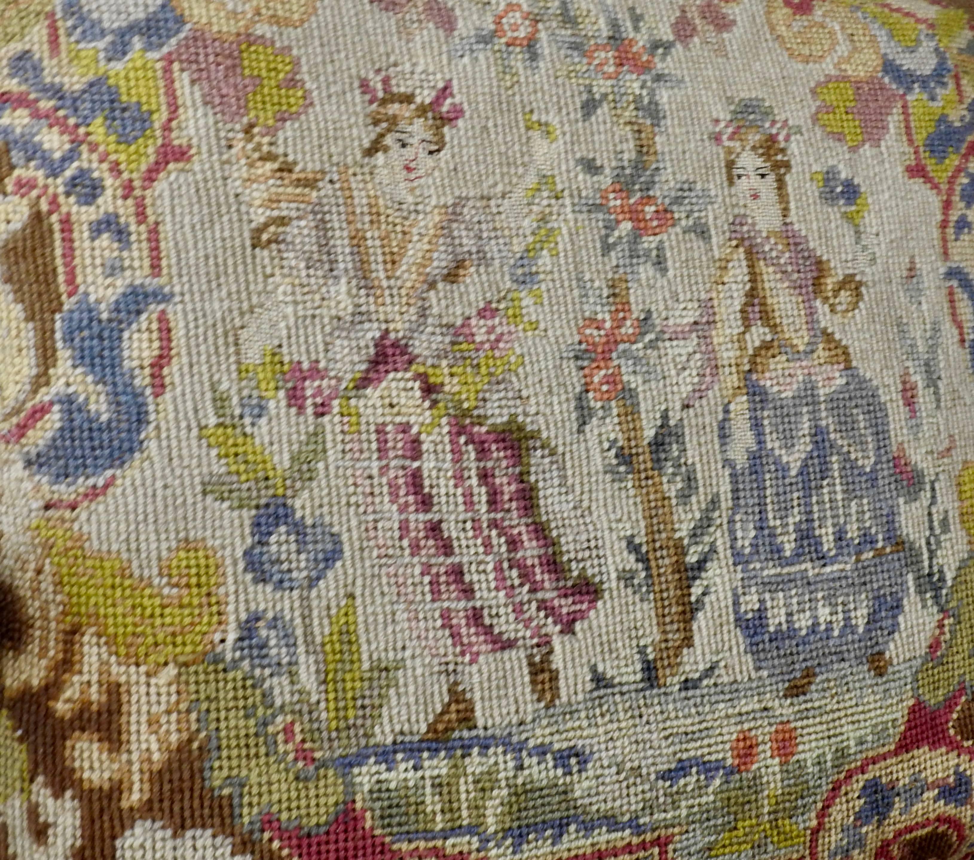 French Rococo Fauteuil with Needlepoint Upholstery In Fair Condition For Sale In Cookeville, TN