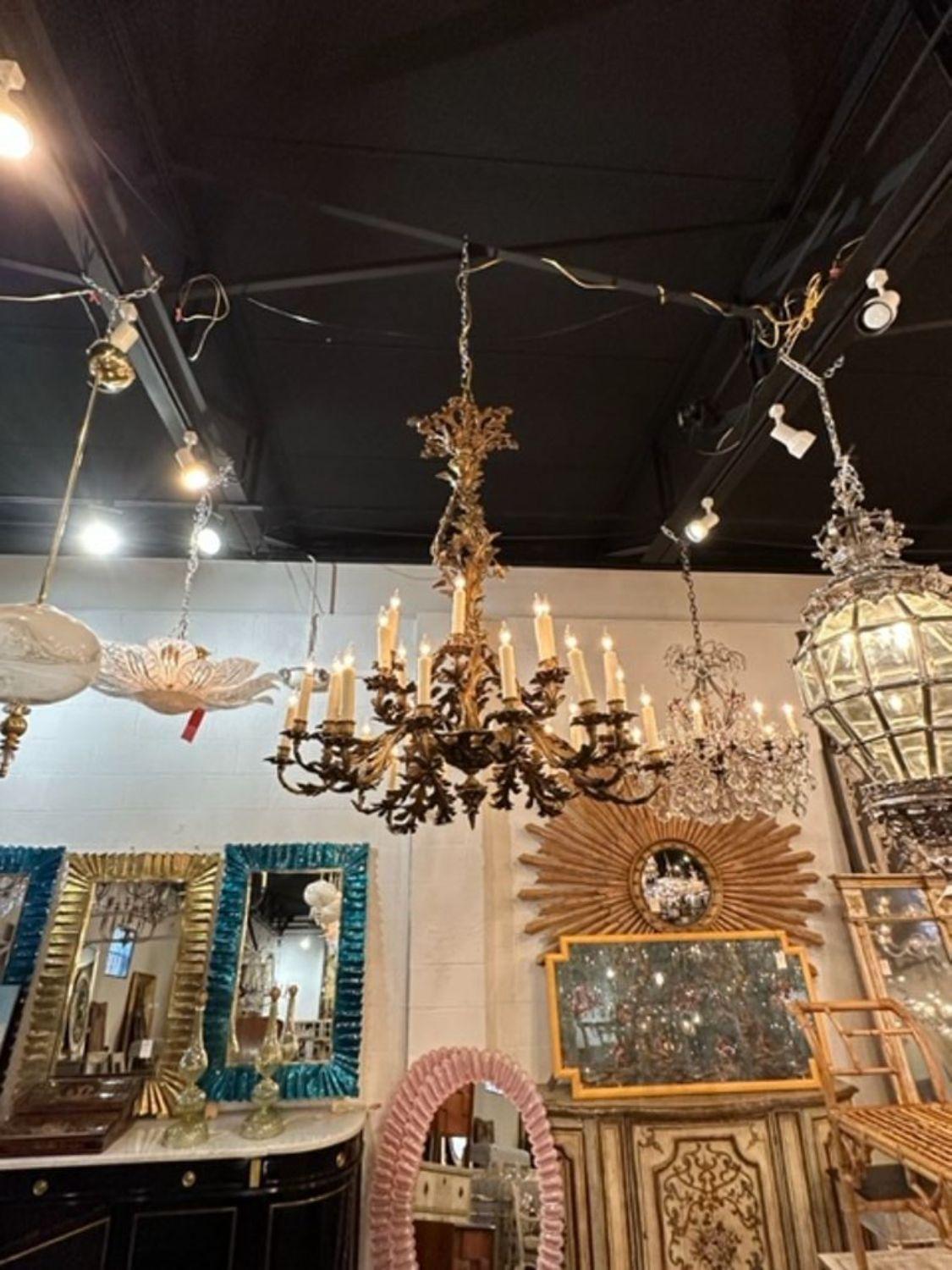 French Rococo Gilt Bronze 28-Light Chandelier In Good Condition For Sale In Dallas, TX