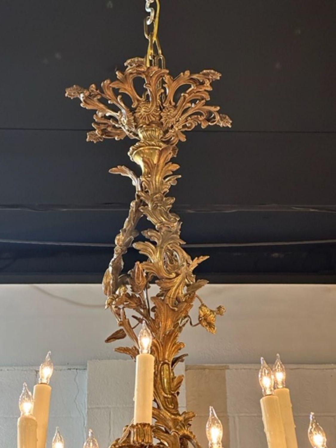 Late 19th Century French Rococo Gilt Bronze 28-Light Chandelier For Sale