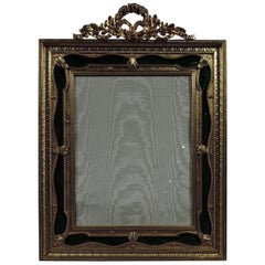 French Rococo Gilt Bronze and Green Guilloche Enamel Picture Frame