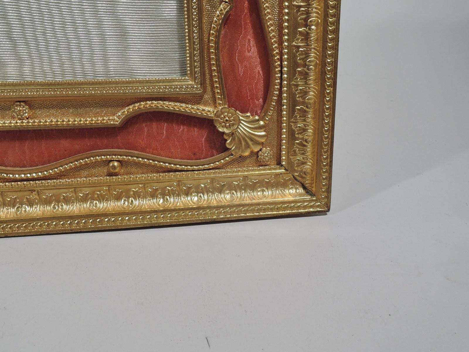 Rococo Revival French Rococo Gilt Bronze Picture Frame with Enamel Ribbon Border For Sale