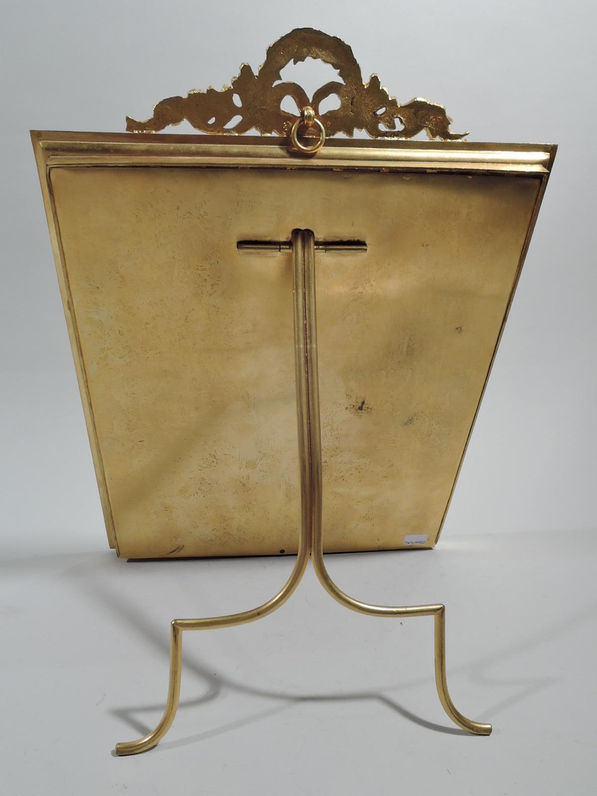 French Rococo Gilt Bronze Picture Frame with Enamel Ribbon Border In Excellent Condition For Sale In New York, NY