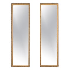 French Rococo Gold Gilt Framed Full Length Wall Mirrors or Floor Mirrors, Pair