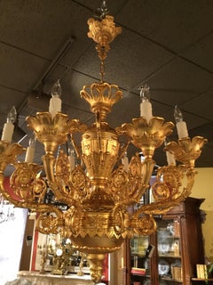 French Rococo Gold Washed Bronze Chandelier