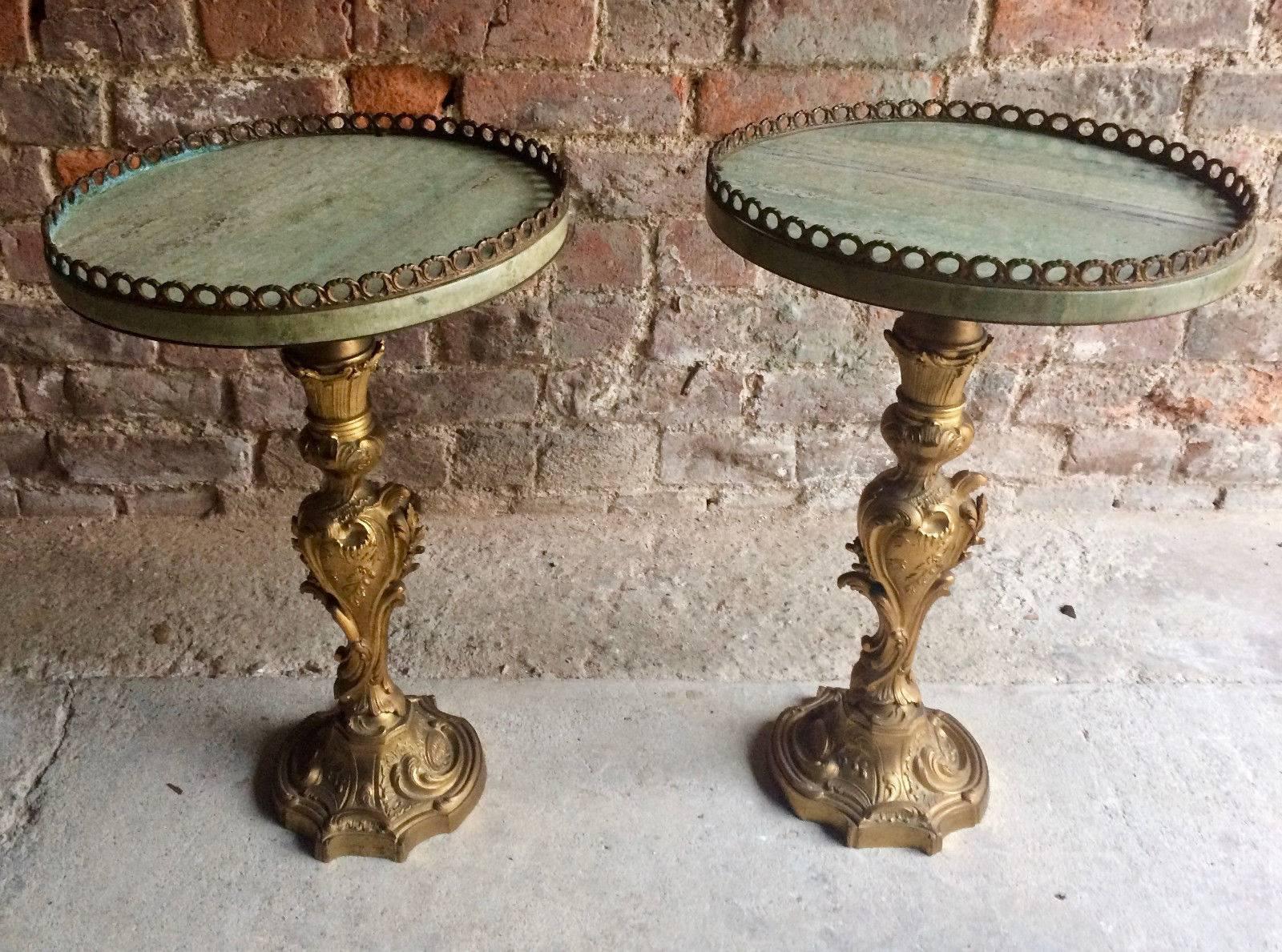 French Rococo Light Tables Side Tables Brass Marble Topped, 20th Century 7