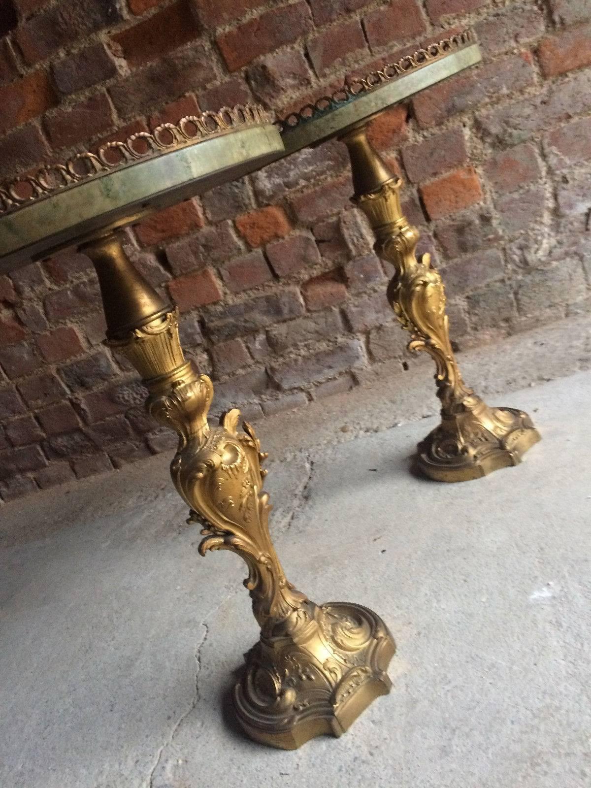 French Rococo Light Tables Side Tables Brass Marble Topped, 20th Century 8