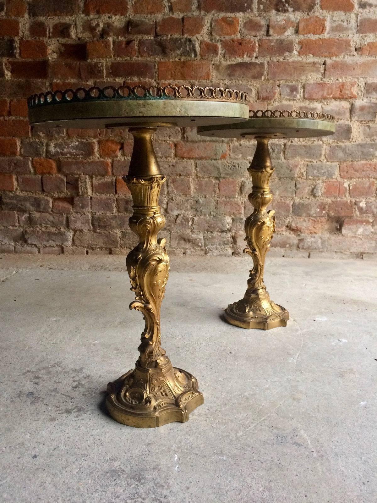 French Rococo Light Tables Side Tables Brass Marble Topped, 20th Century 5