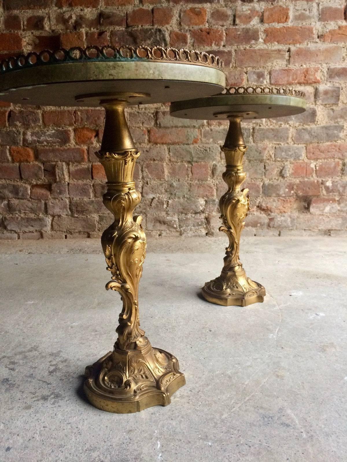French Rococo Light Tables Side Tables Brass Marble Topped, 20th Century 6