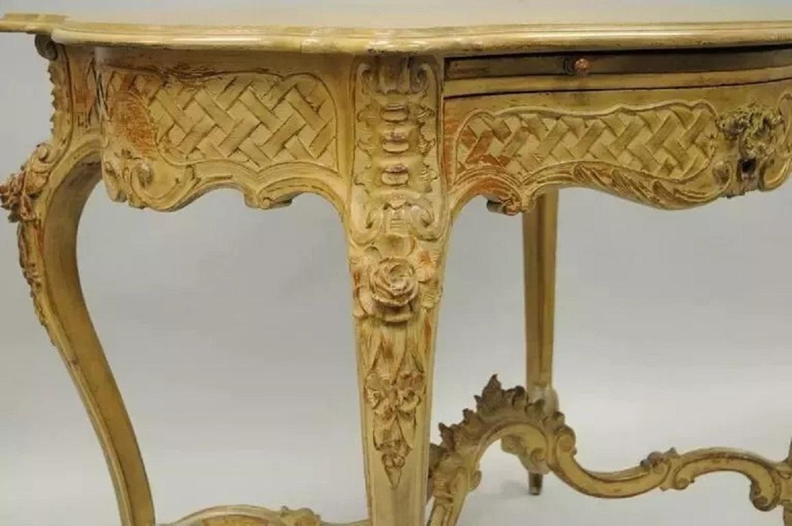 Inconnu Table de toilette Vanity Ladies Writing Desk Rococo Louis XV Distress Paint en vente