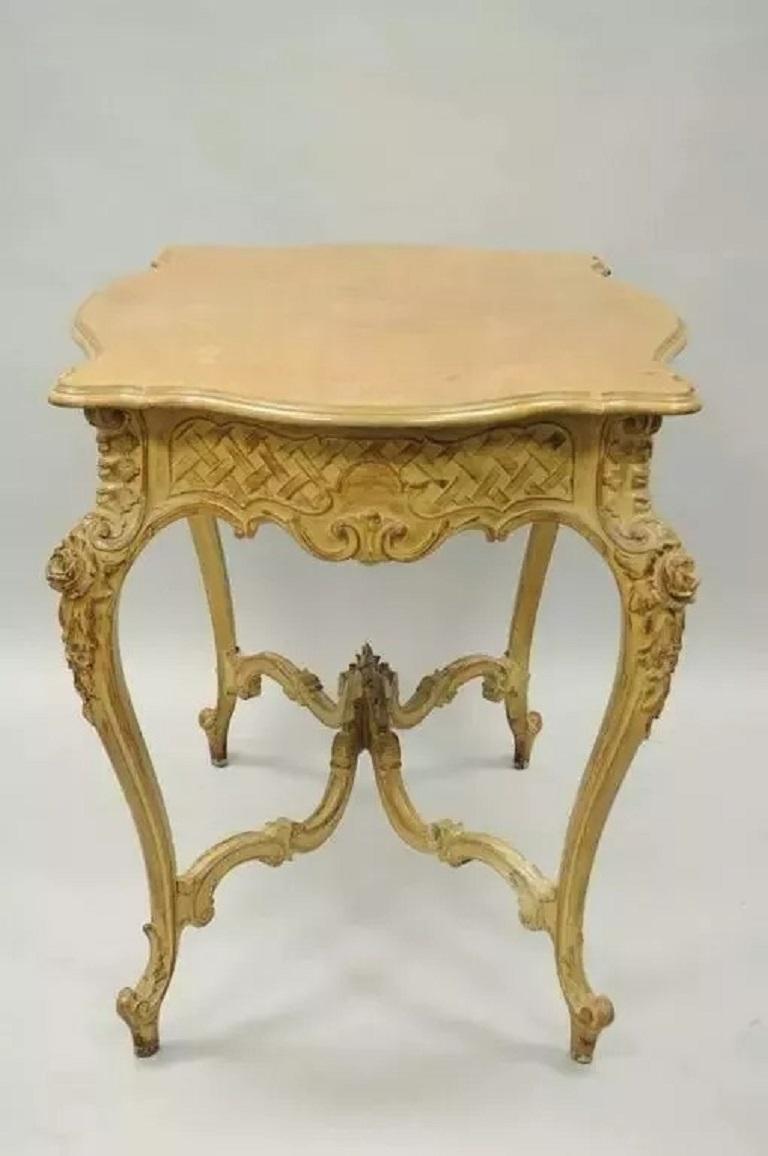 XIXe siècle Table de toilette Vanity Ladies Writing Desk Rococo Louis XV Distress Paint en vente