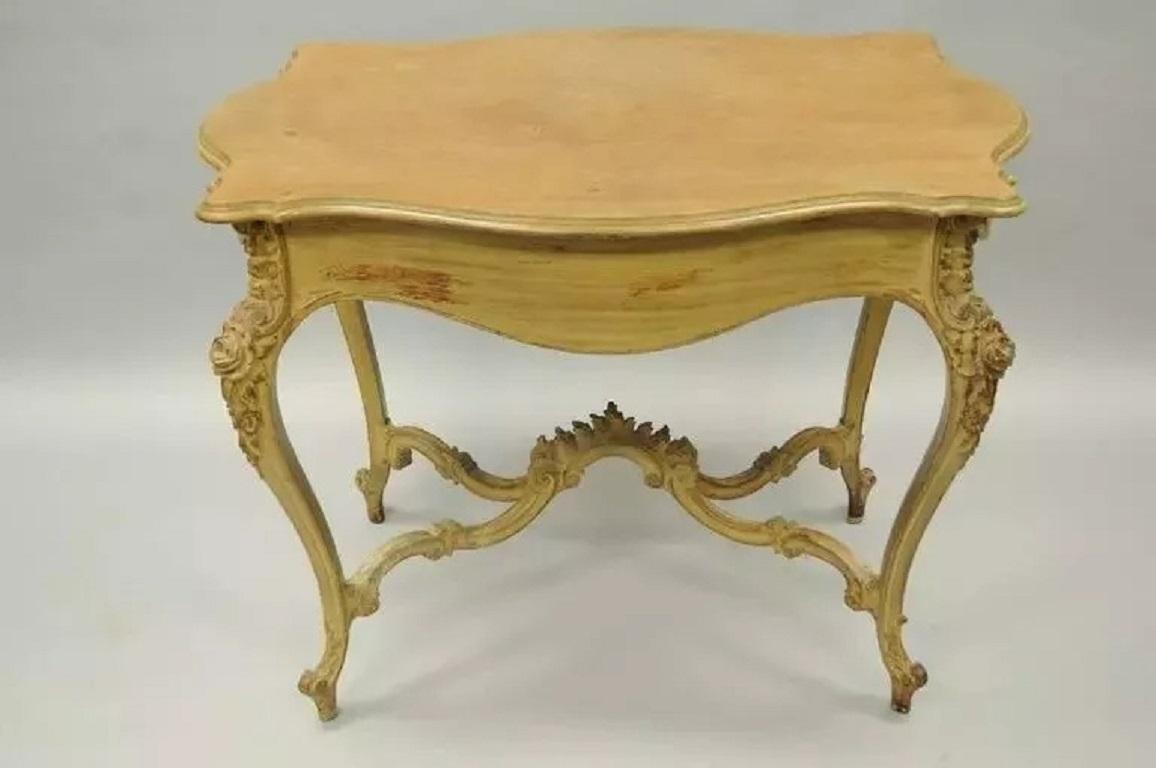 Acajou Table de toilette Vanity Ladies Writing Desk Rococo Louis XV Distress Paint en vente