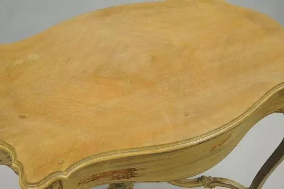 Table de toilette Vanity Ladies Writing Desk Rococo Louis XV Distress Paint en vente 1