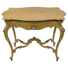 Antique French Rococo Louis XV Distress Paint Dressing Table Vanity Ladies Writing Desk