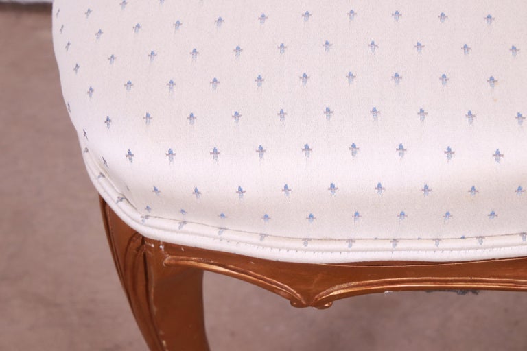 French Rococo Louis XV Giltwood and Cane Upholstered Fireside Chair at ...