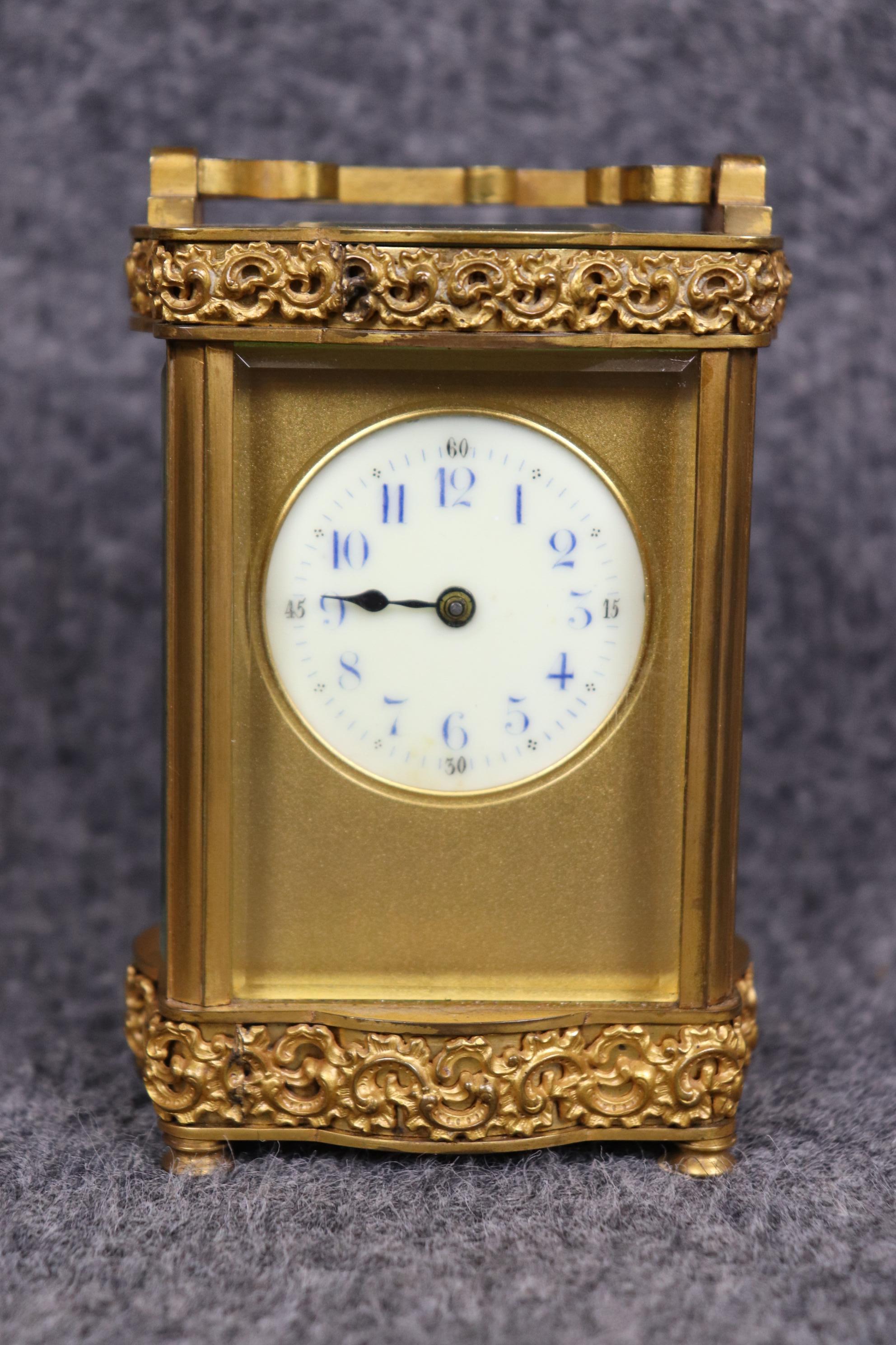 Metalwork French Rococo Louis XV Style Bronze Ormolu Carriage Clock