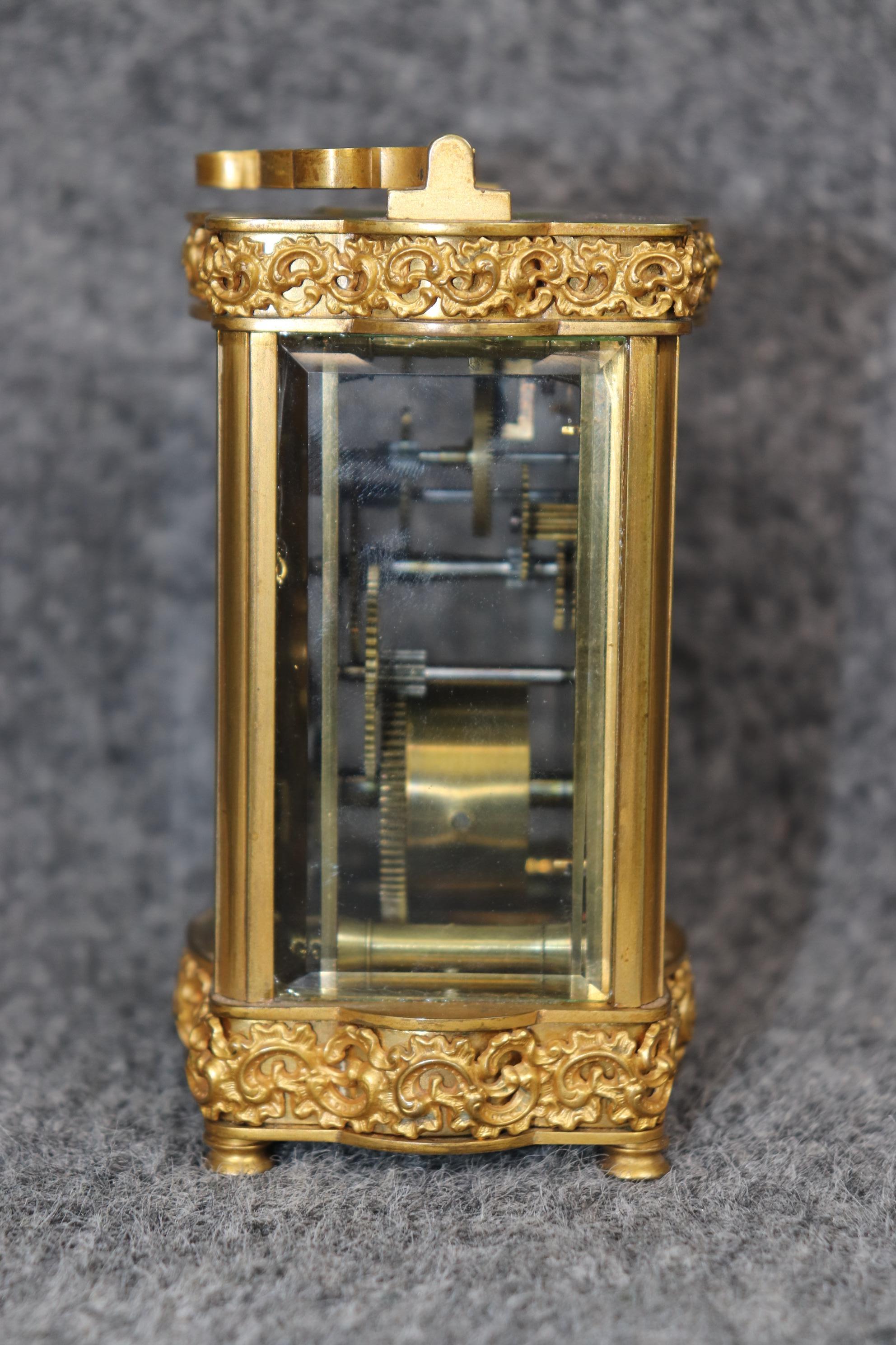 French Rococo Louis XV Style Bronze Ormolu Carriage Clock In Good Condition For Sale In Swedesboro, NJ