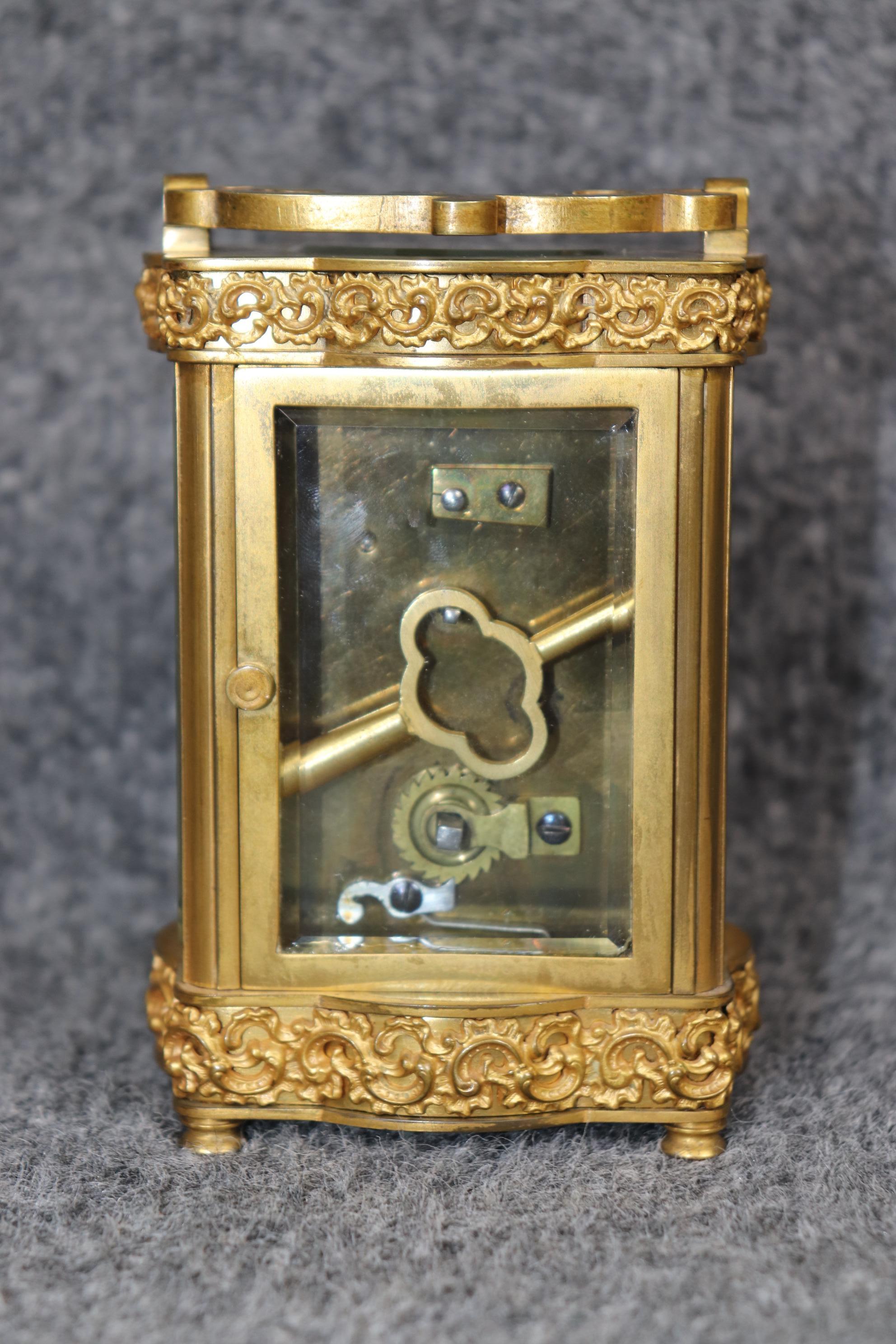 20th Century French Rococo Louis XV Style Bronze Ormolu Carriage Clock