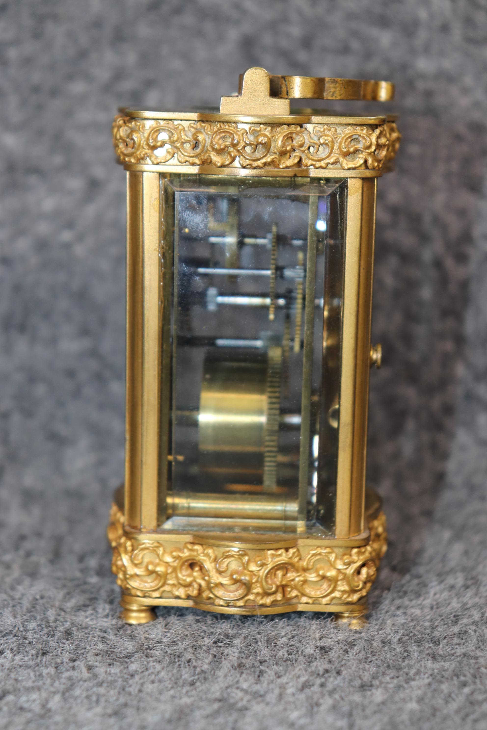 French Rococo Louis XV Style Bronze Ormolu Carriage Clock 1