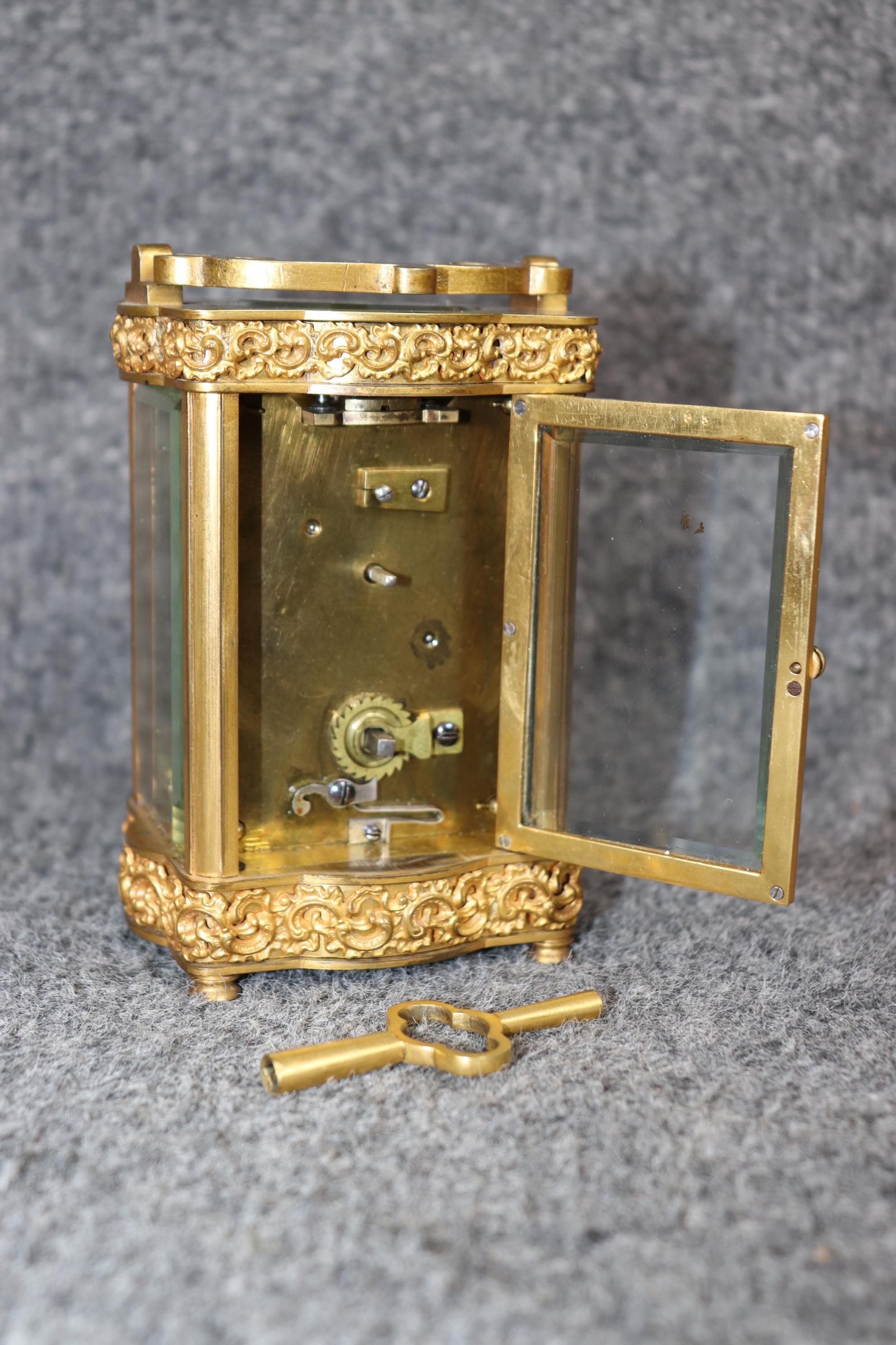 French Rococo Louis XV Style Bronze Ormolu Carriage Clock For Sale 2