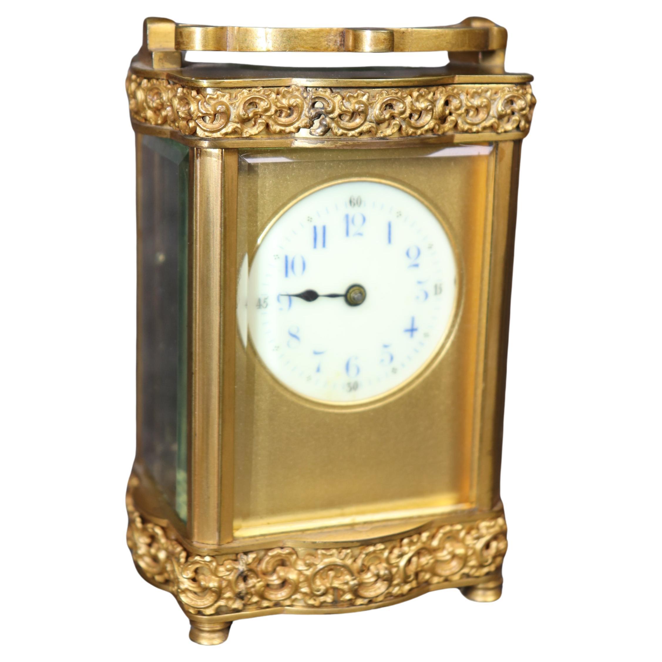 French Rococo Louis XV Style Bronze Ormolu Carriage Clock For Sale