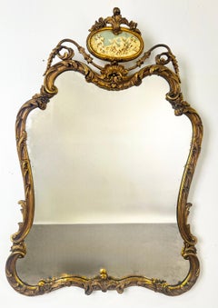 French Rococo Louis XV Style Giltwood Mantel or Wall Mirror, 19th Century