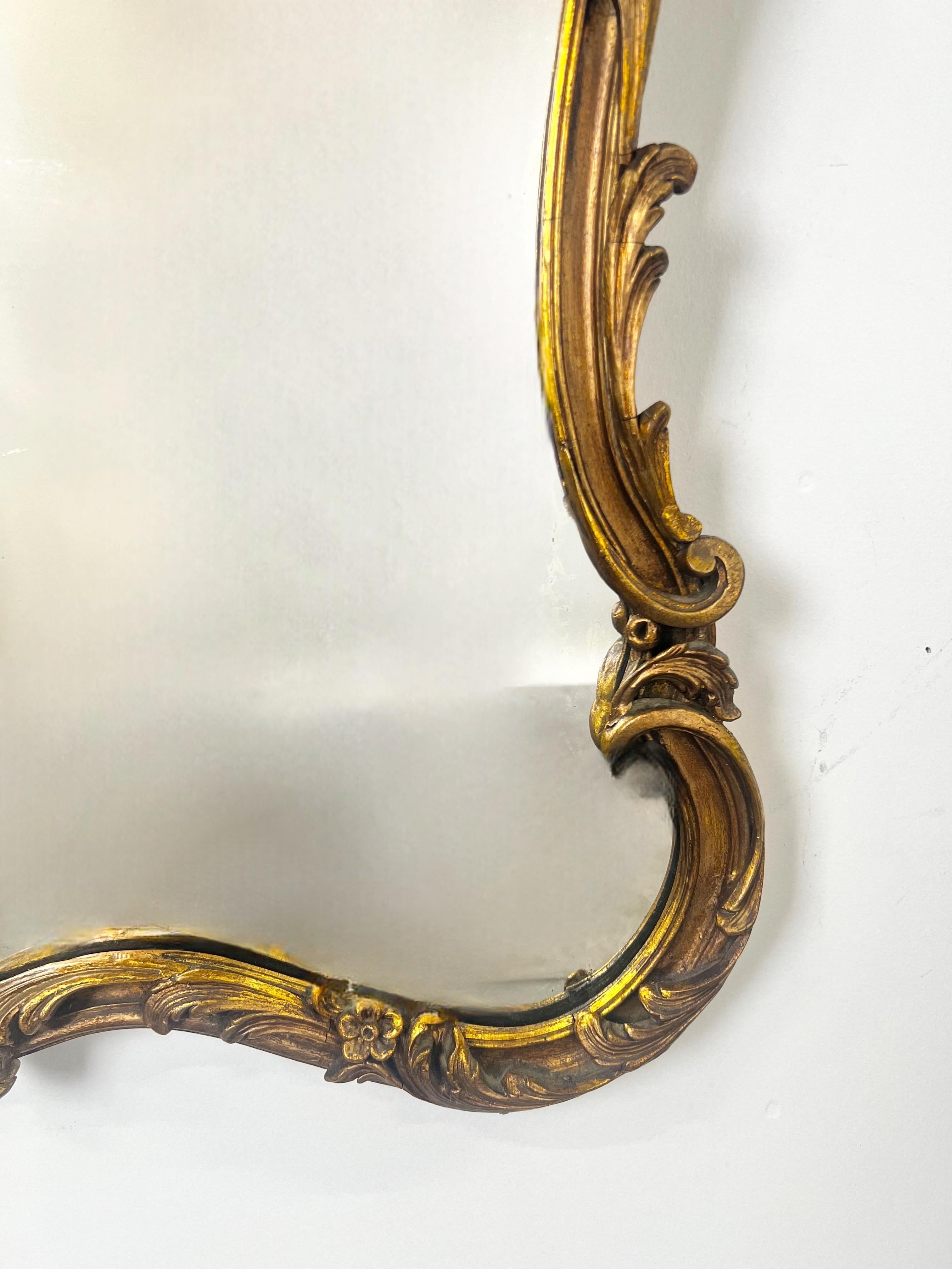 French Rococo Louis XV Style Giltwood Mantel or Wall Mirror, 19th Century For Sale 2