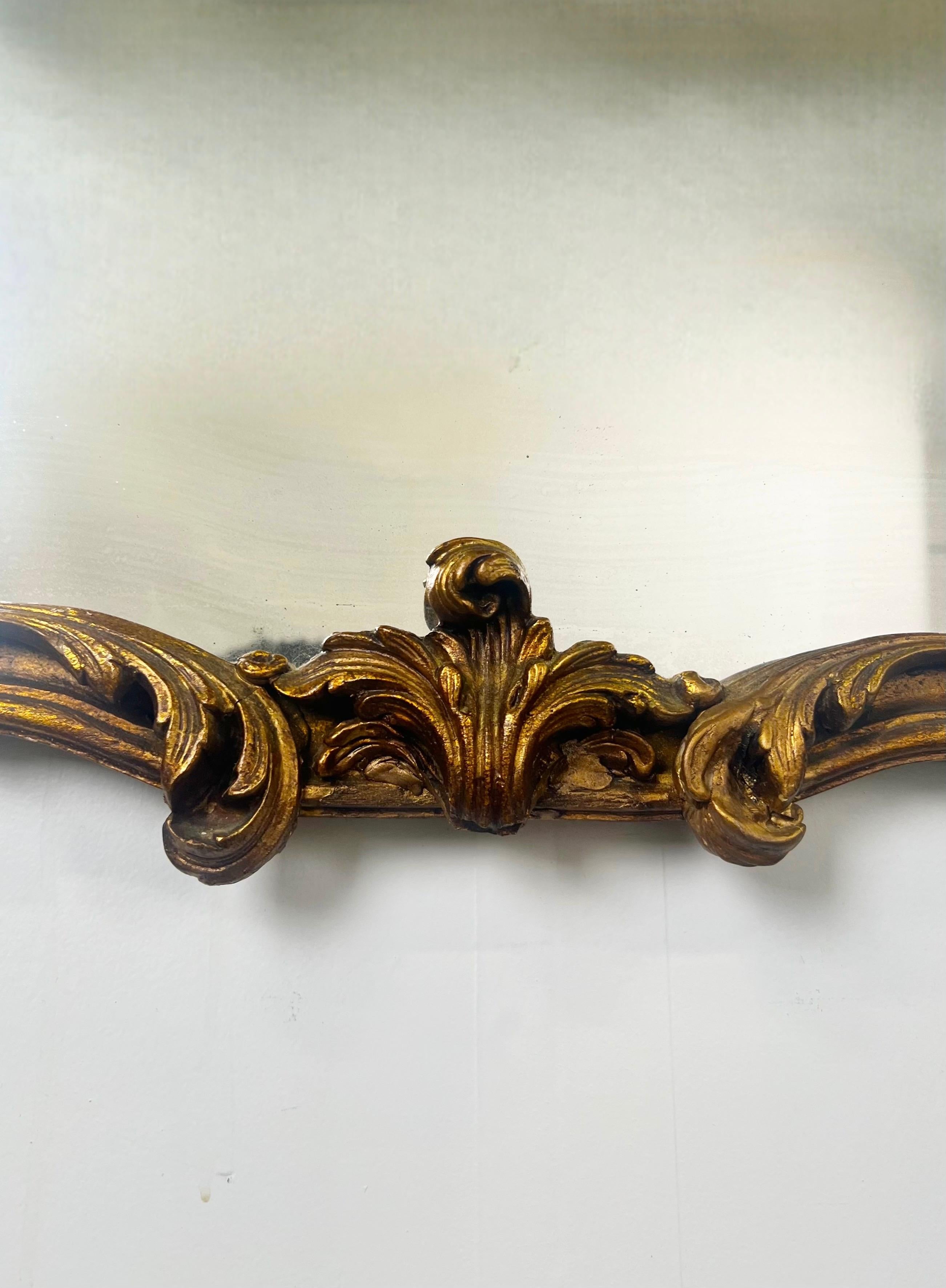 French Rococo Louis XV Style Giltwood Mantel or Wall Mirror, 19th Century For Sale 3