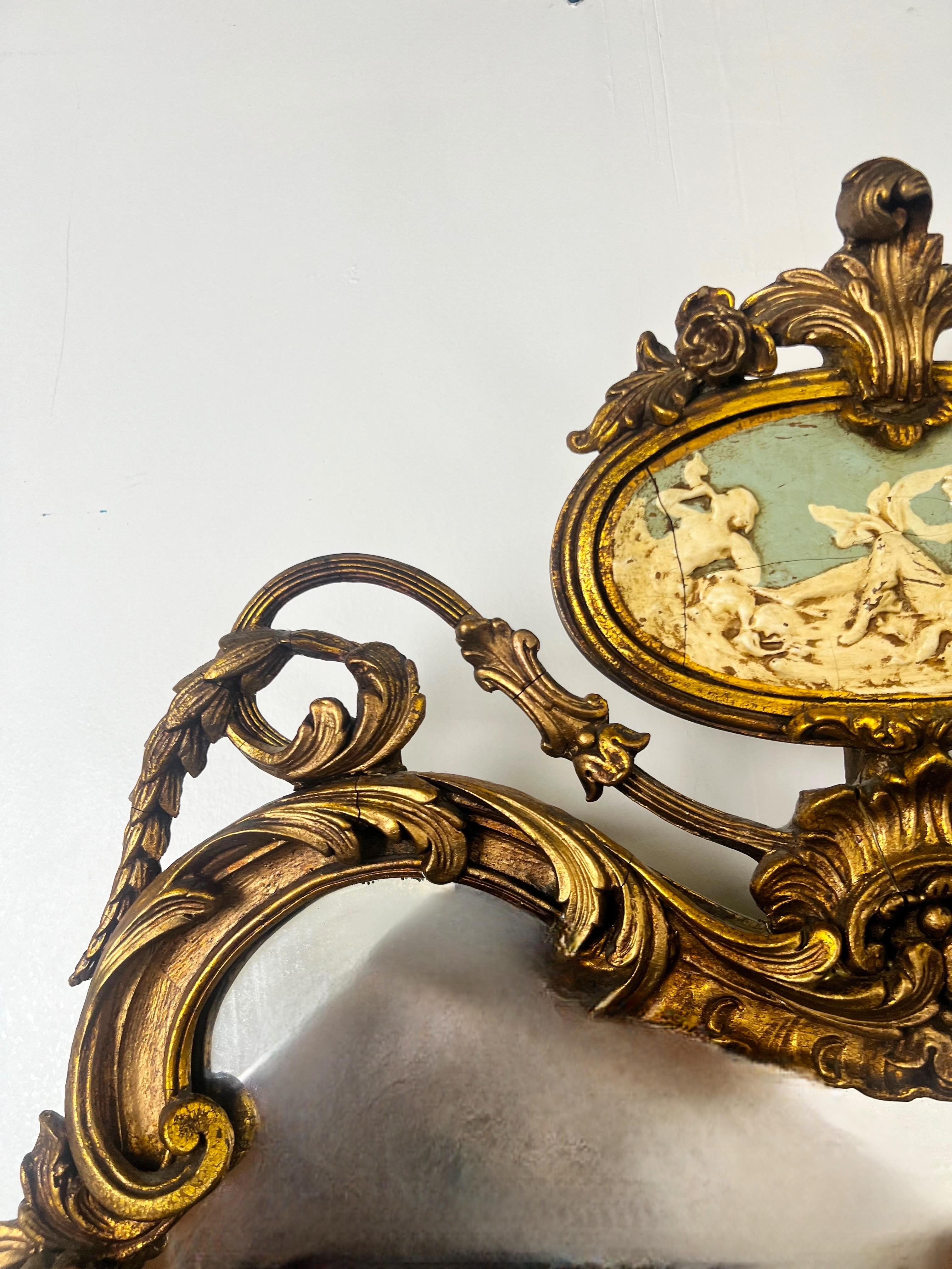 French Rococo Louis XV Style Giltwood Mantel or Wall Mirror, 19th Century For Sale 4