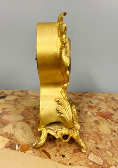 French Rococo Mantel Clock Gilt Antique 1880