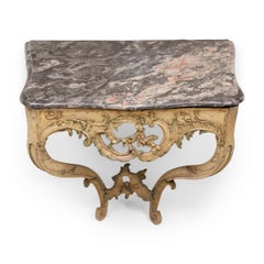 French Rococo Marble Top Wall Console, c. 1800