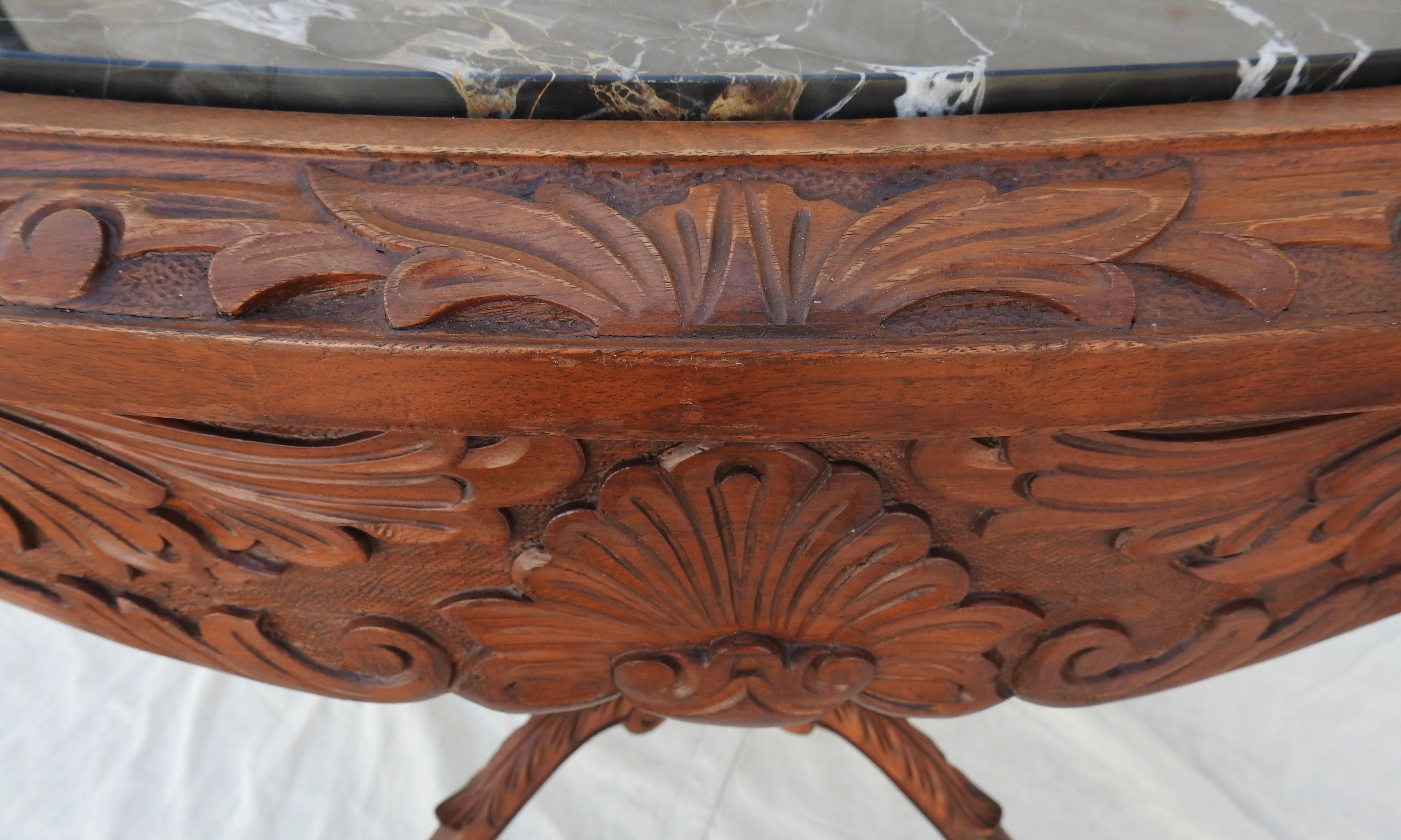 French Rococo Marble-Top Walnut Table For Sale 11