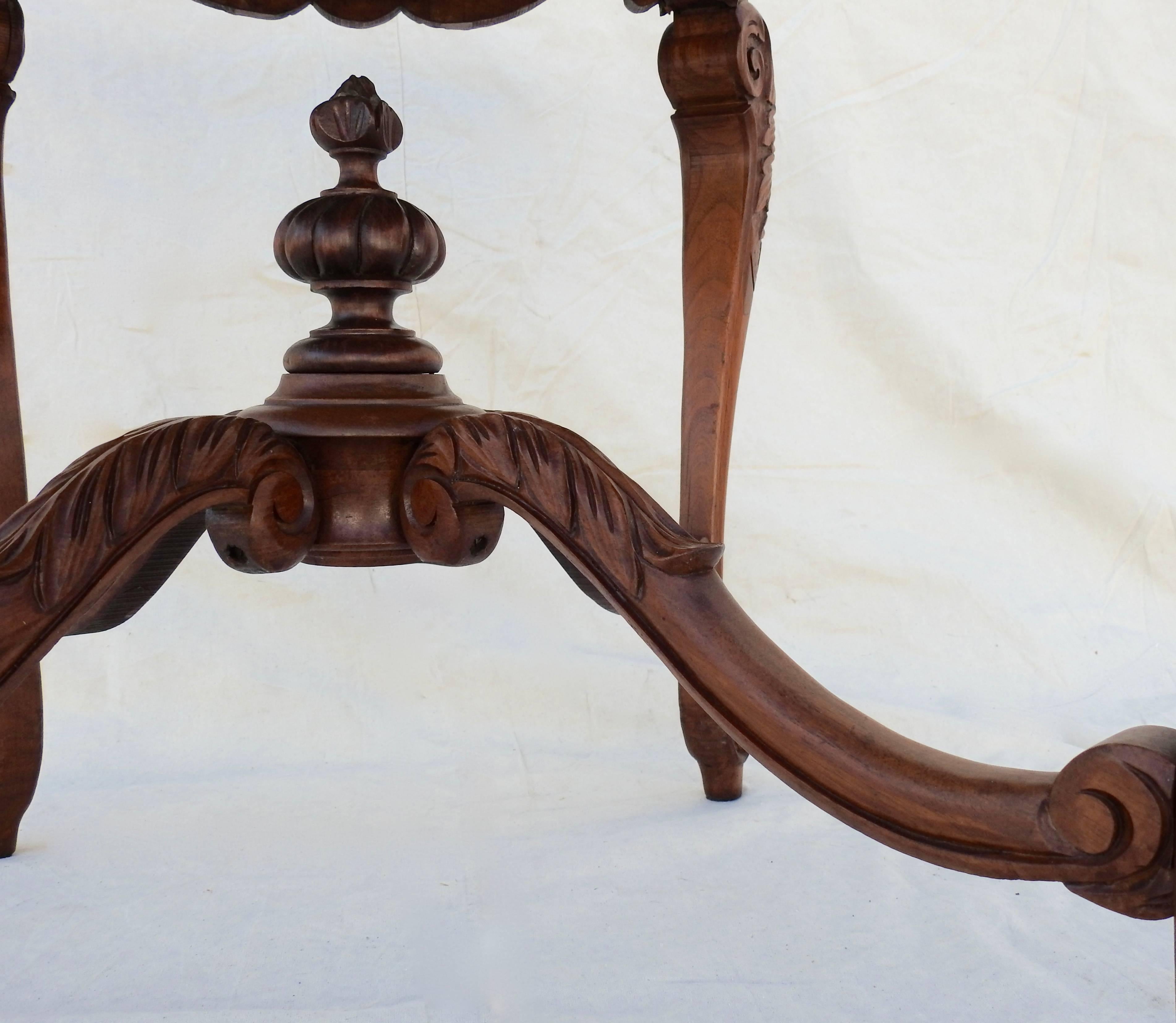 French Rococo Marble-Top Walnut Table For Sale 14