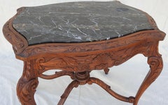 French Rococo Marble-Top Walnut Table