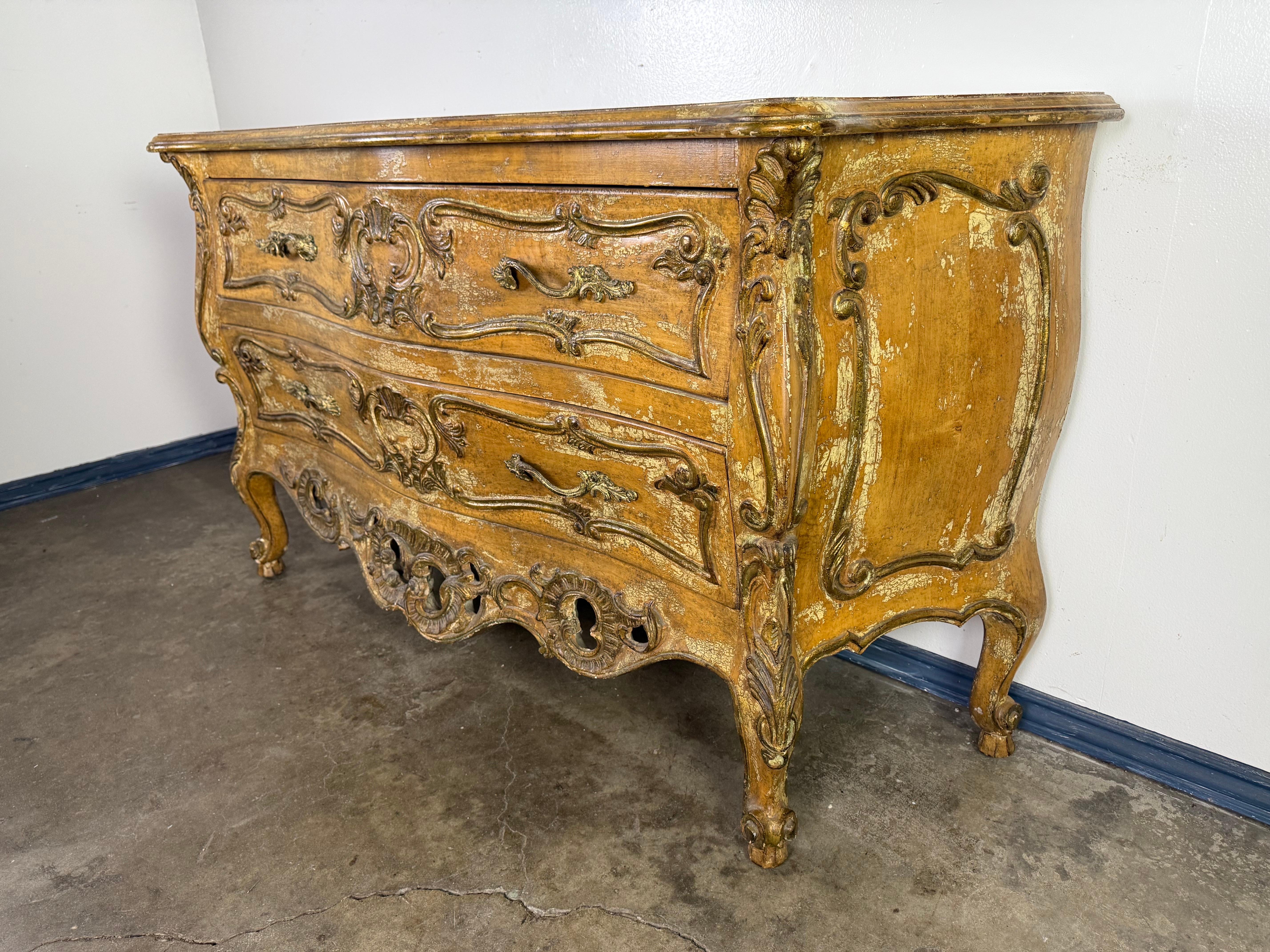 French Rococo Painted and Giltwood Commode For Sale 7