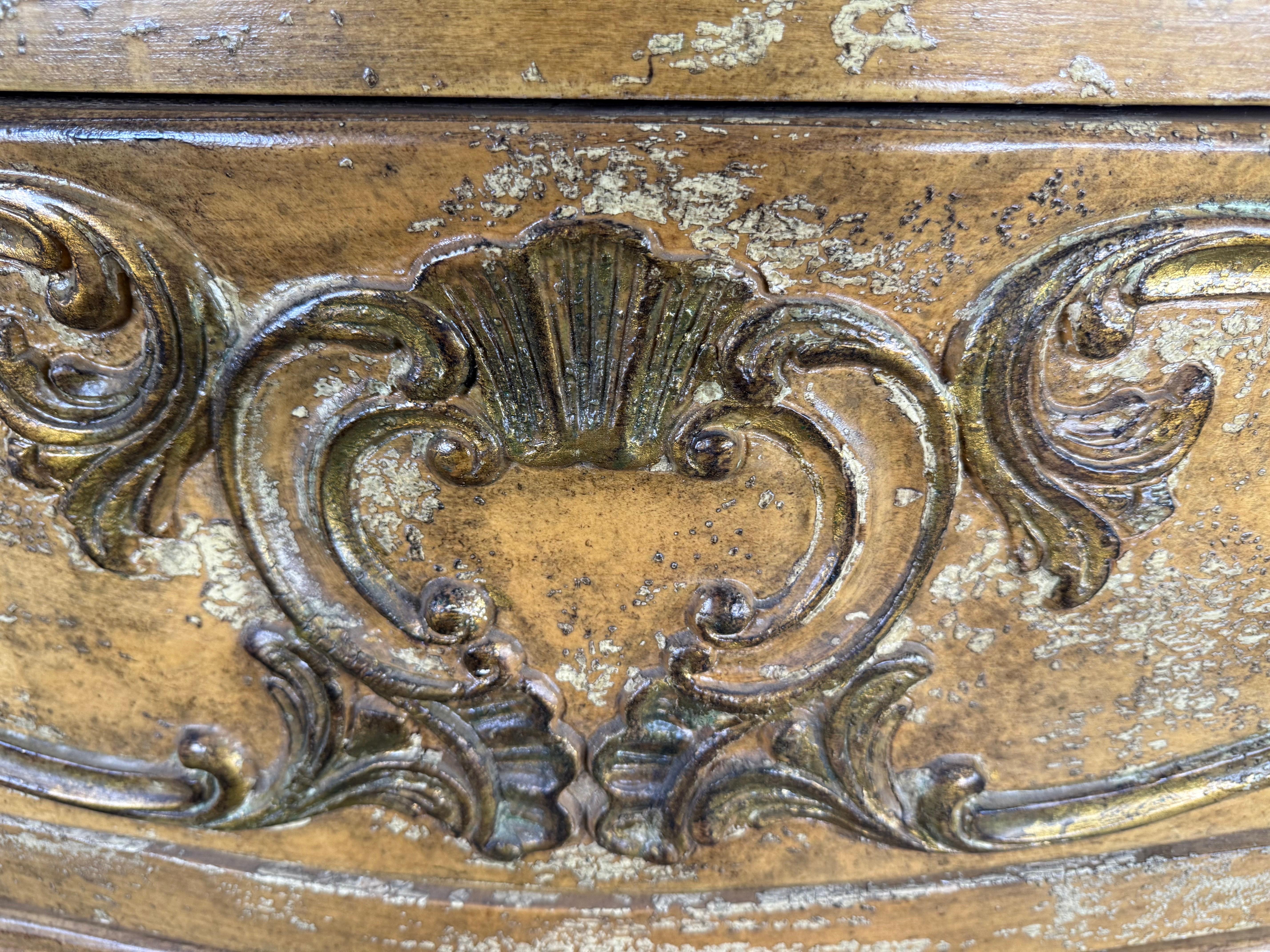 Wood French Rococo Painted and Giltwood Commode For Sale