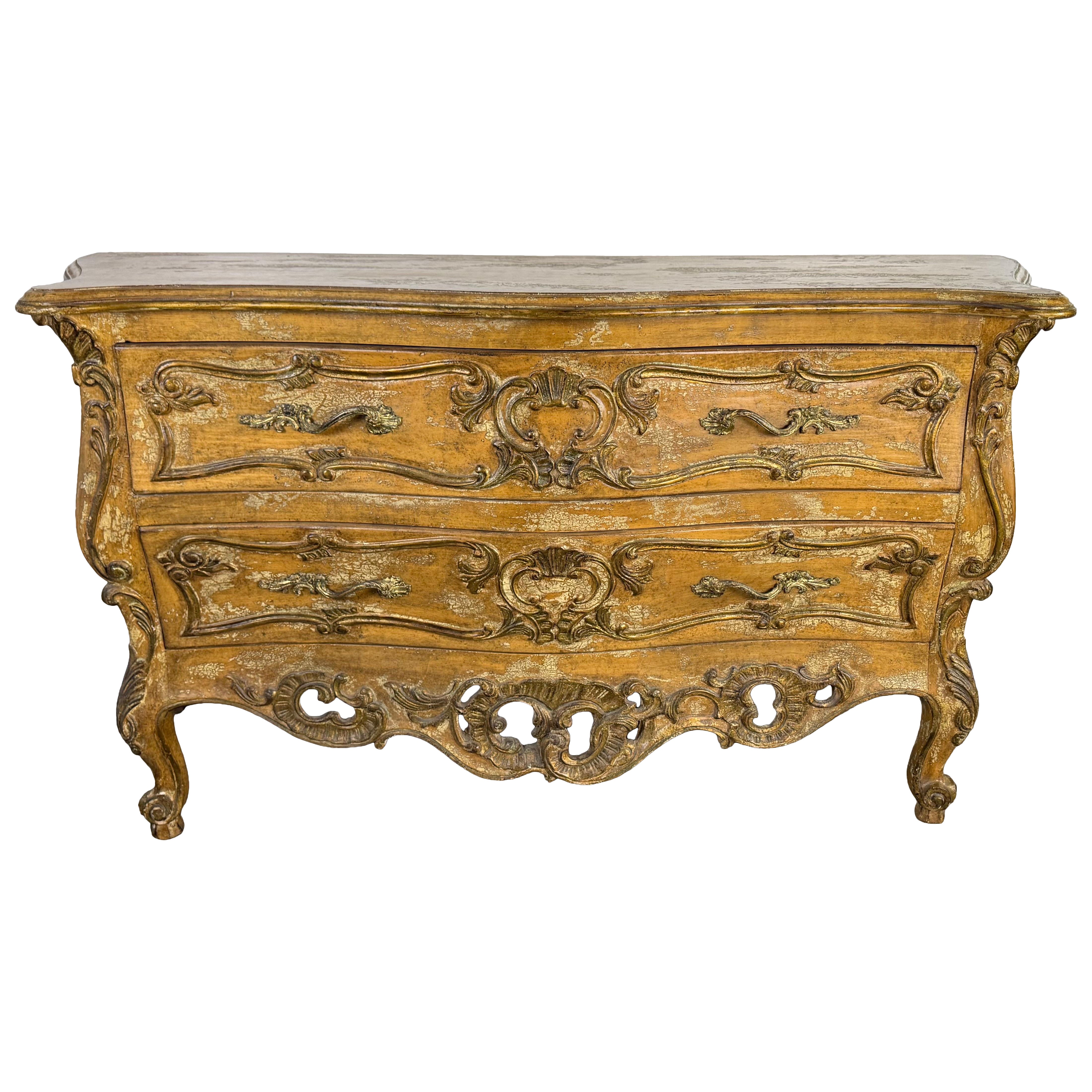 French Rococo Painted and Giltwood Commode en vente