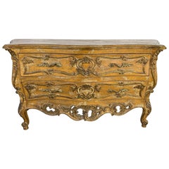 French Rococo Painted and Giltwood Commode