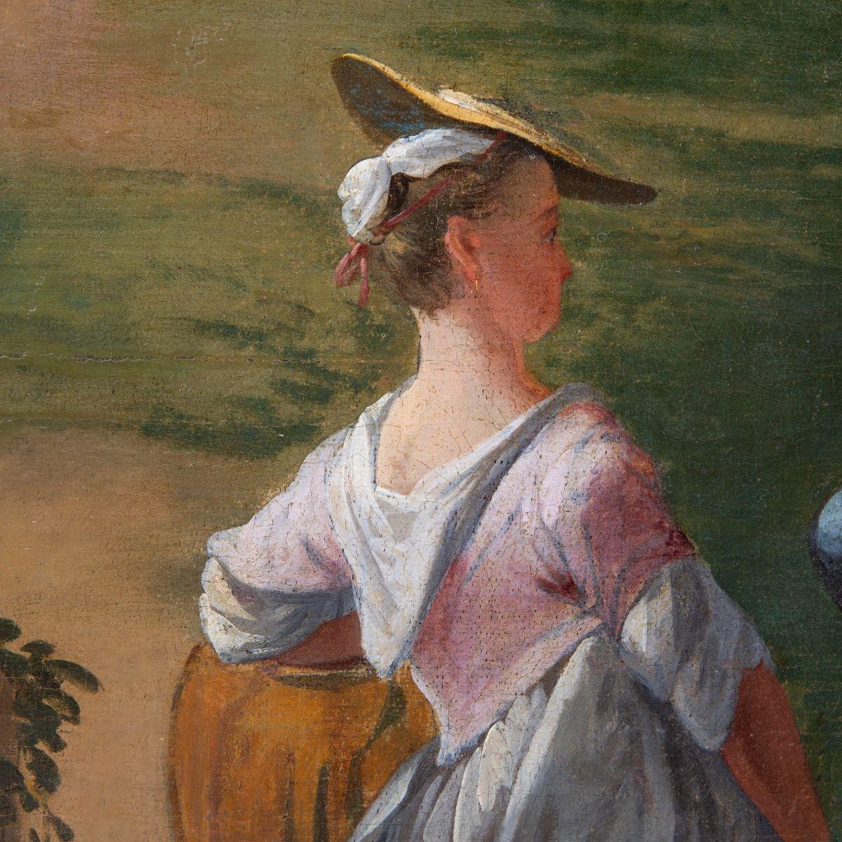 Rococo Peinture rococo française - Homme et femme en conversation