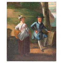 Peinture rococo française - Homme et femme en conversation
