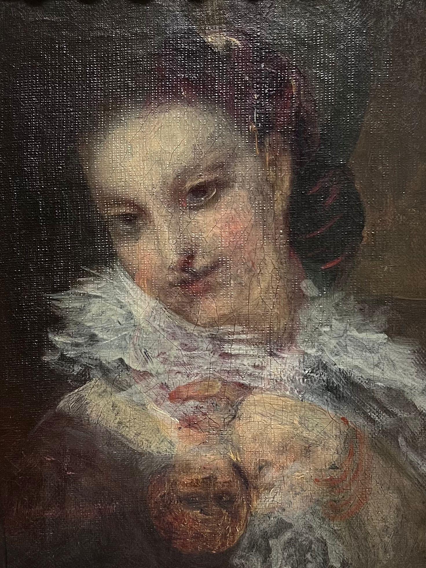 Siglo XVIII French Rococo Retrato de mujer Pintura al óleo sobre lienzo - Painting de Unknown