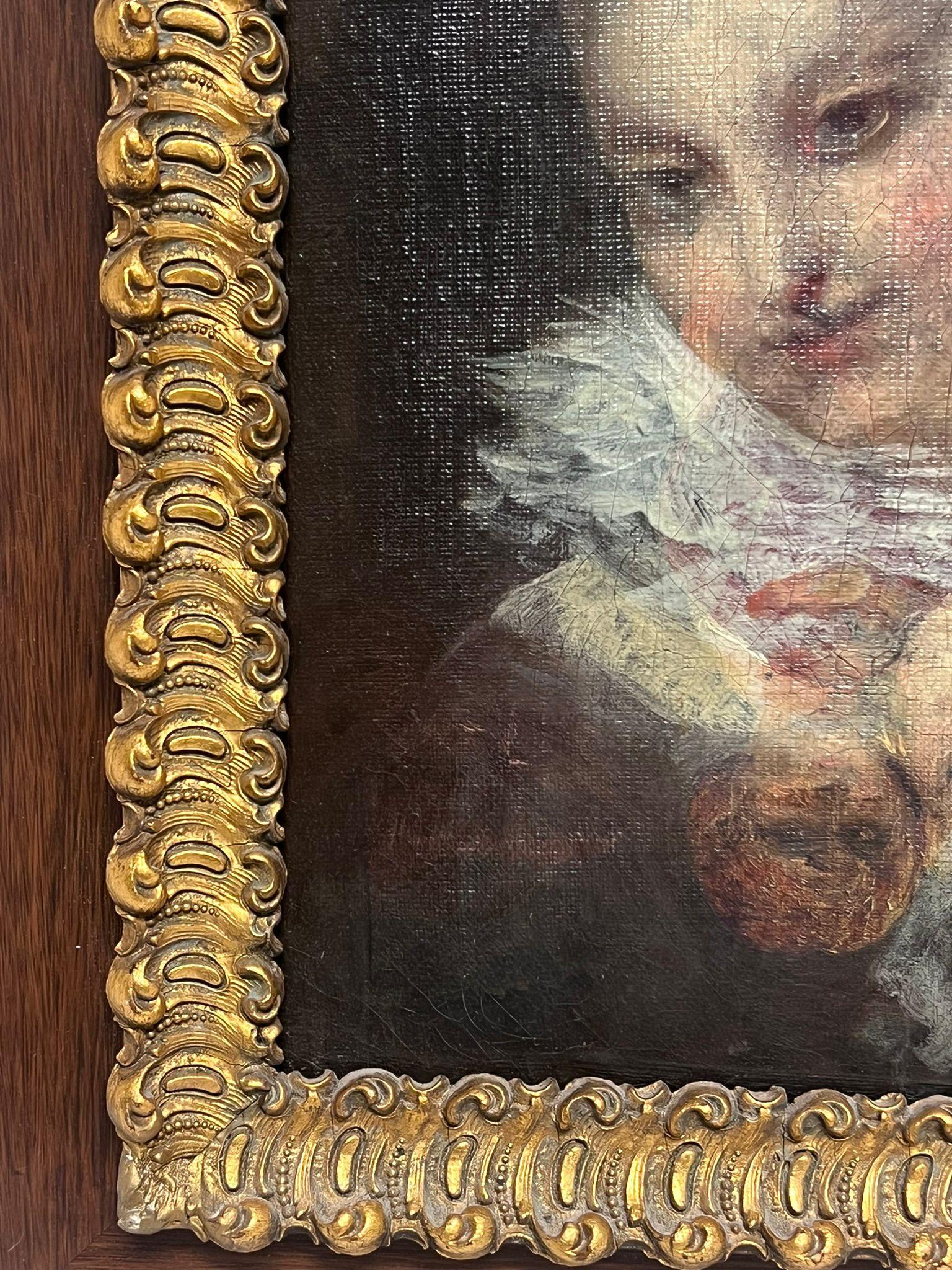 Siglo XVIII French Rococo Retrato de mujer Pintura al óleo sobre lienzo - Figurative Painting Negro de Unknown