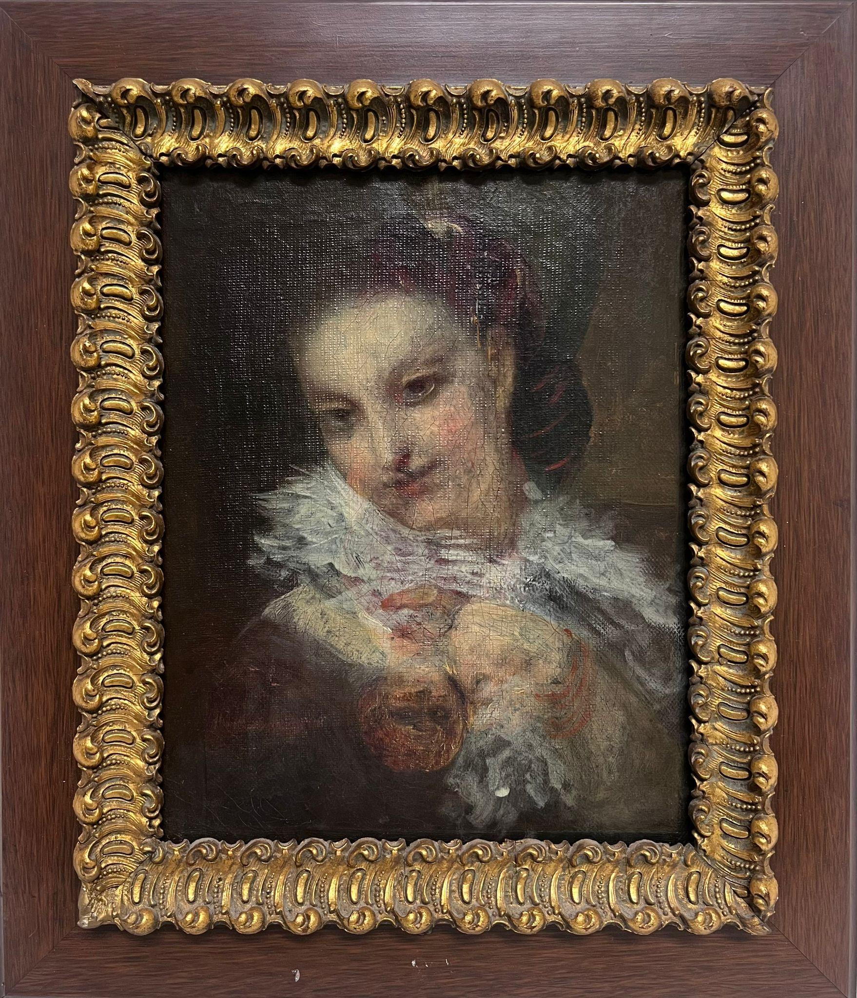Ritratto di donna del periodo French Rococo del XVIII secolo Pittura a olio su tela