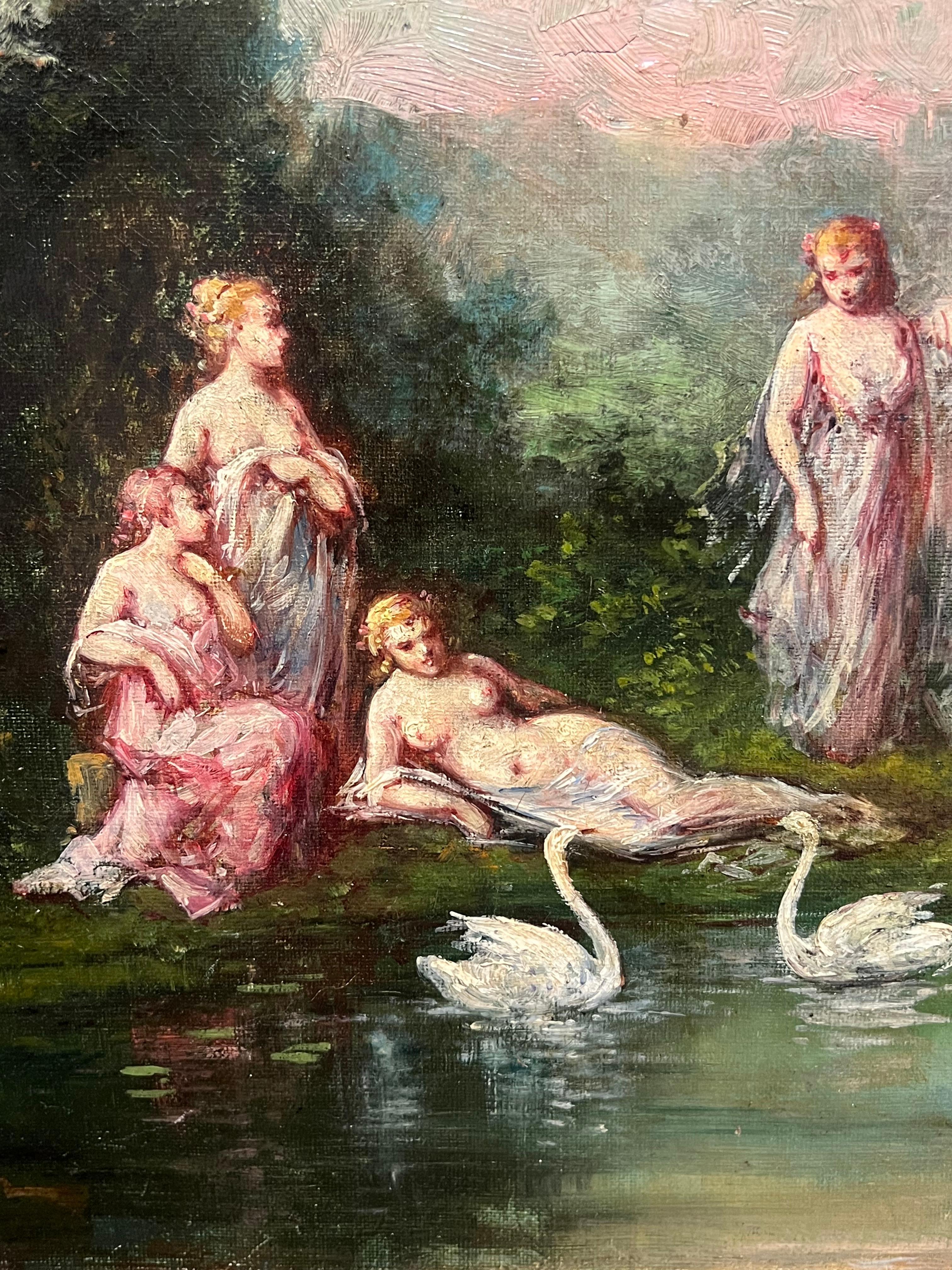 Riverside Gathering
Scuola French Rococo, 19° secolo
firmato nell'angolo anteriore inferiore
olio su tela, incorniciato
Incorniciato: 26 x 34 pollici
Tela: 24 x 32 pollici
Provenienza: collezione privata, Francia
Condit: vecchie riparazioni sul