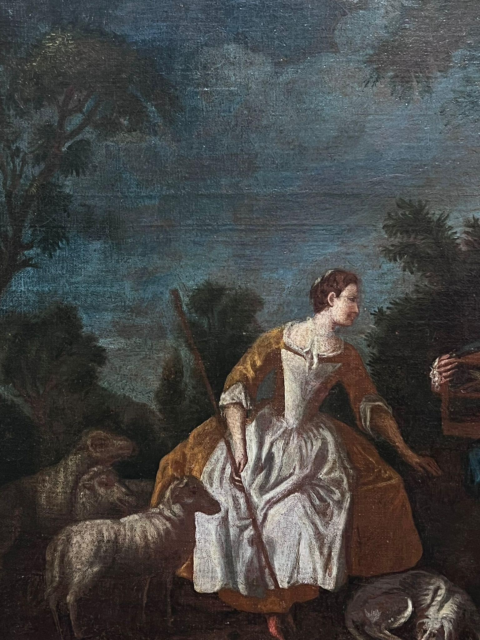 Figure eleganti in un parco
Scuola francese, periodo Rococò
xVIII secolo
olio su tela, incorniciato
incorniciato: 33,5 x 44 pollici
tela: 27 x 39 pollici
provenienza: collezione privata
condizioni: ottime e sane (si prega di notare che, a causa