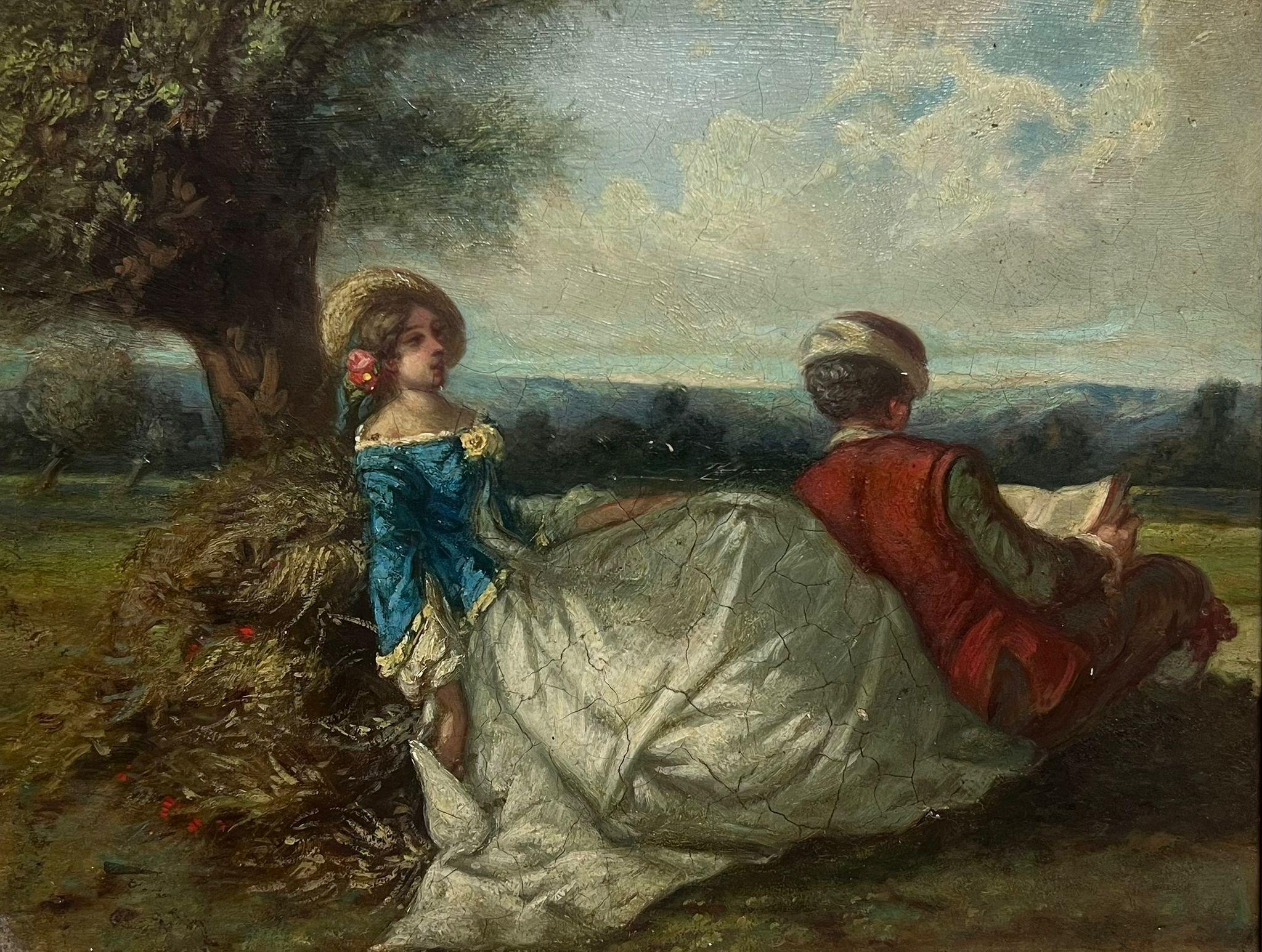 The Courting Couple
French Rococo artist, 19th century
oil on board, framed
framed: 10.5 x 13 inches
board: 9 x 10.5 inches
provenance: private collection, France
condition: good and sound condition, there is a small corner missing to the lower left