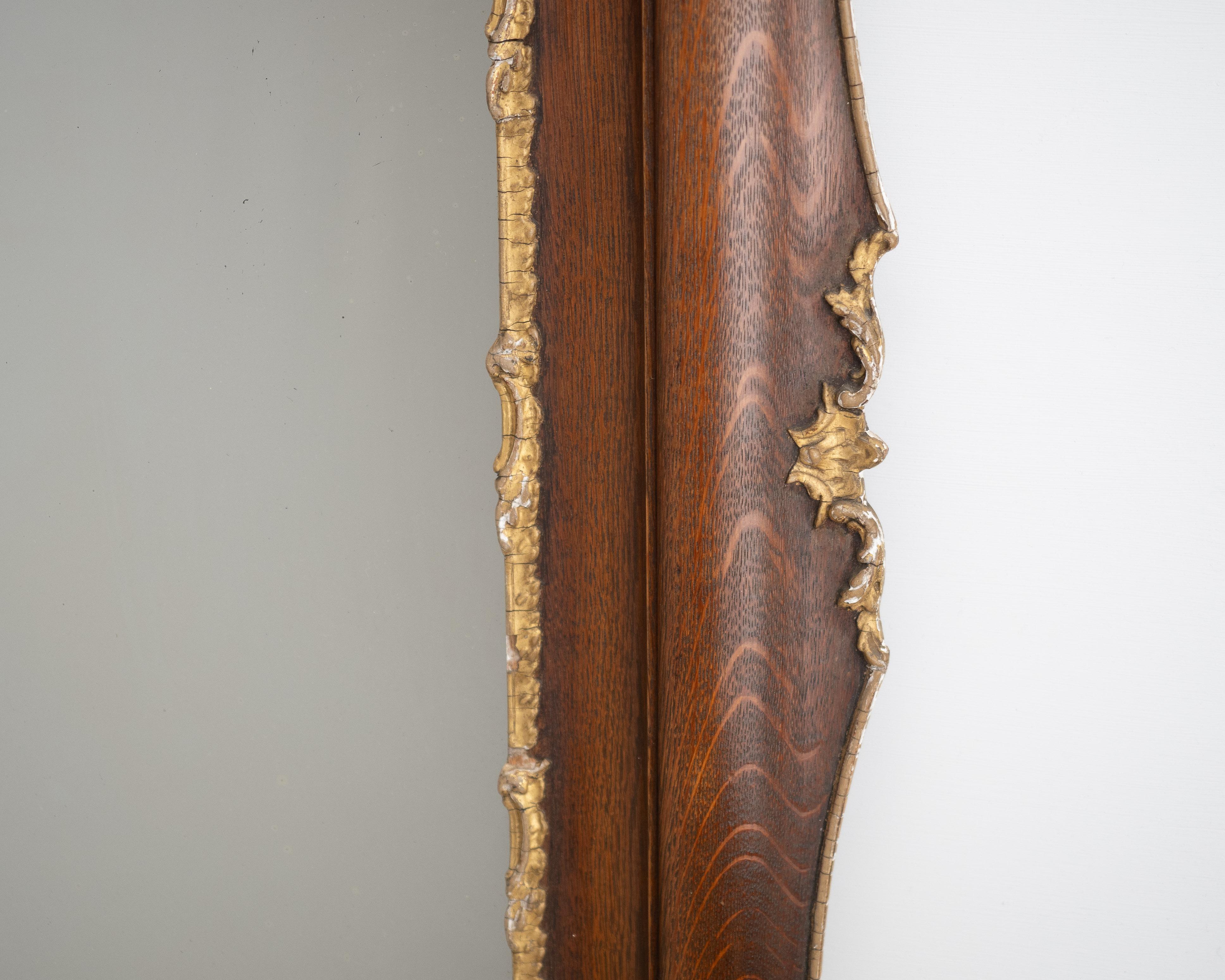 Espejo de pared de roble y gesso dorado del renacimiento rococó francés Circa 1880 (c19º Luis XV) en venta 2