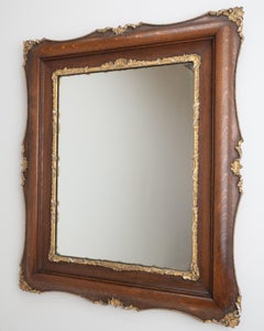 French Rococo Revival Oak and Gilt Gesso Wall Mirror Circa 1880 (c19th Louis XV)