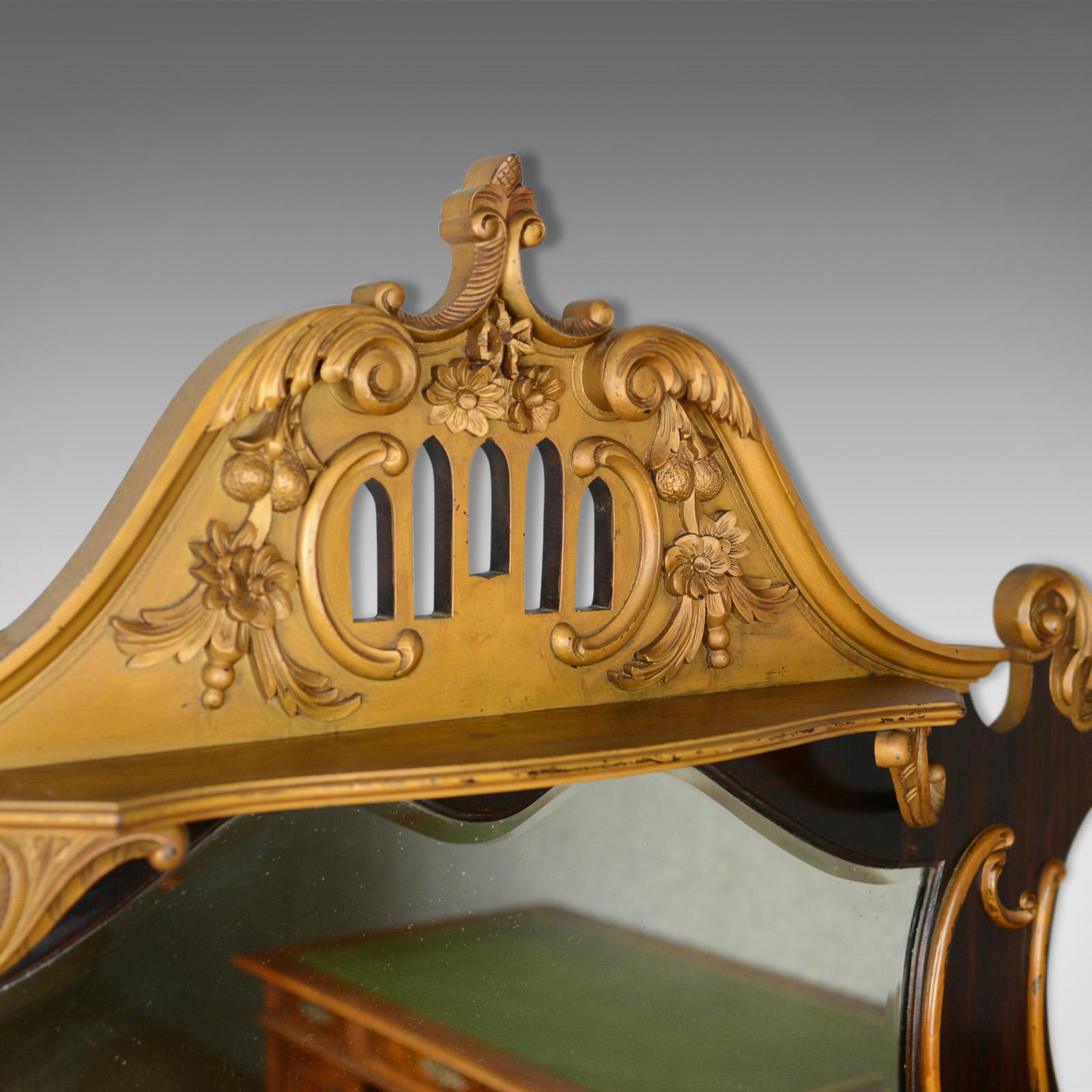 French Rococo Revival Overmantel Mirror, Hall, Ebonsied, Giltwood, circa 1910 In Good Condition In Hele, Devon, GB